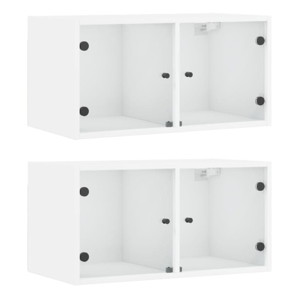 Mueble pared con puertas de vidrio 2 uds blanco 68,5x37x35 cm