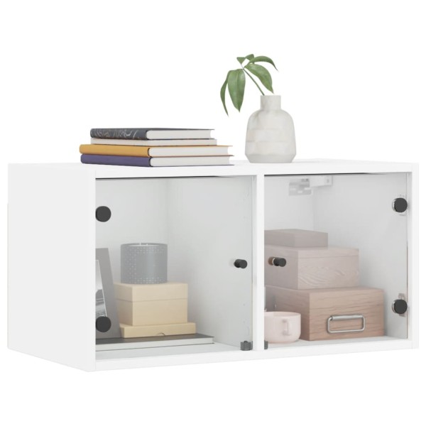 Mueble pared con puertas de vidrio 2 uds blanco 68,5x37x35 cm