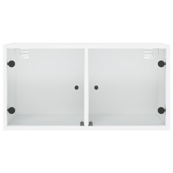 Mueble pared con puertas de vidrio 2 uds blanco 68,5x37x35 cm