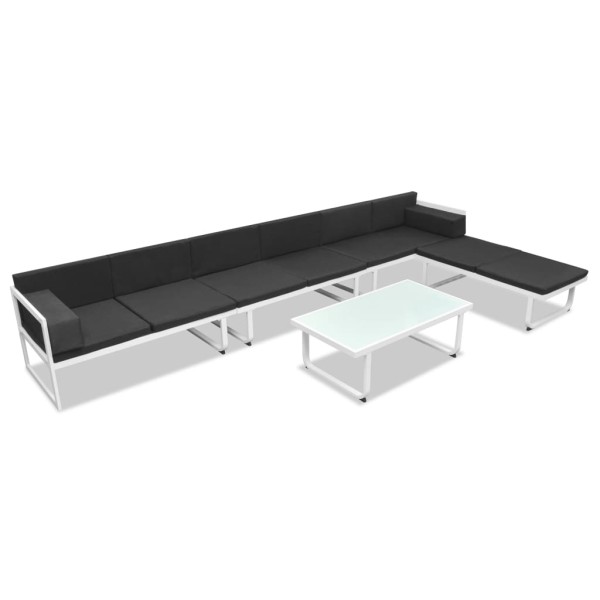 Set de muebles de jardín 5 piezas textilene aluminio negro