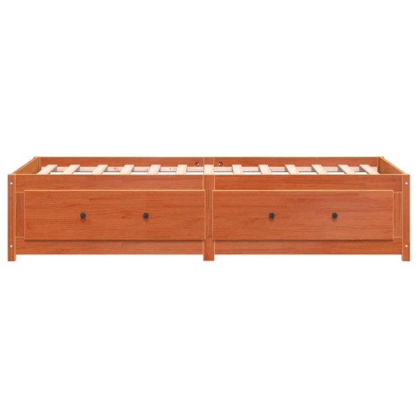 Sofá cama de madera maciza de pino marrón cera 75x190 cm