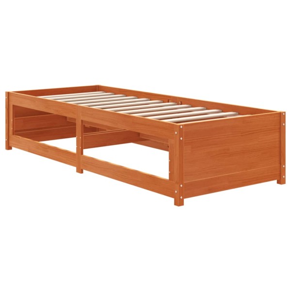 Sofá cama de madera maciza de pino marrón cera 75x190 cm