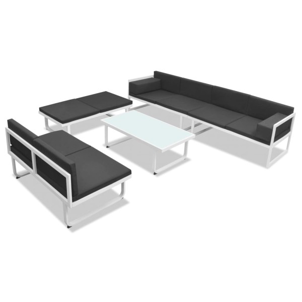 Set de muebles de jardín 5 piezas textilene aluminio negro