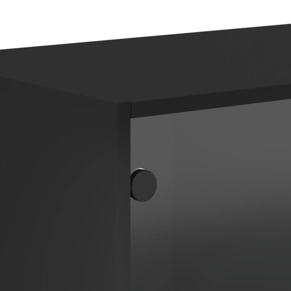 Mueble pared con puertas de vidrio 2 uds negro 68,5x37x35 cm