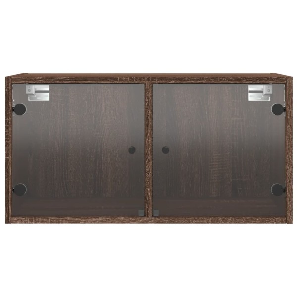 Mueble de pared puertas de vidrio marrón roble 68,5x37x35 cm