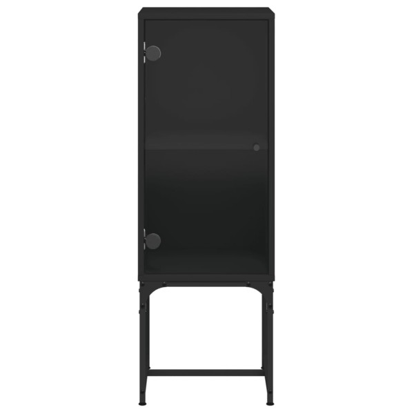 Armario auxiliar con puerta de vidrio negro 35x37x100 cm