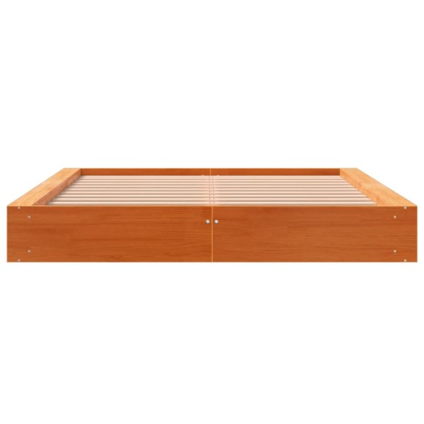 Estructura de cama madera maciza pino marrón cera 140x200 cm