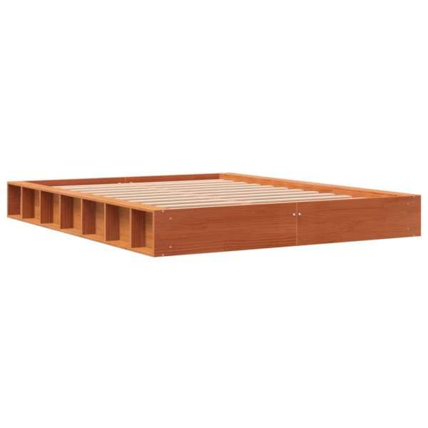 Estructura de cama madera maciza pino marrón cera 140x200 cm