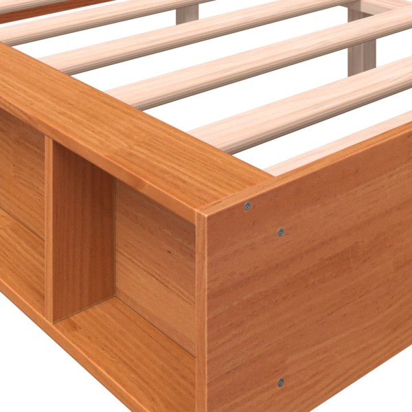 Estructura de cama madera maciza pino marrón cera 140x200 cm