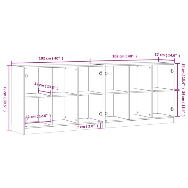 Estantería con puertas madera marrón roble 204x37x75 cm