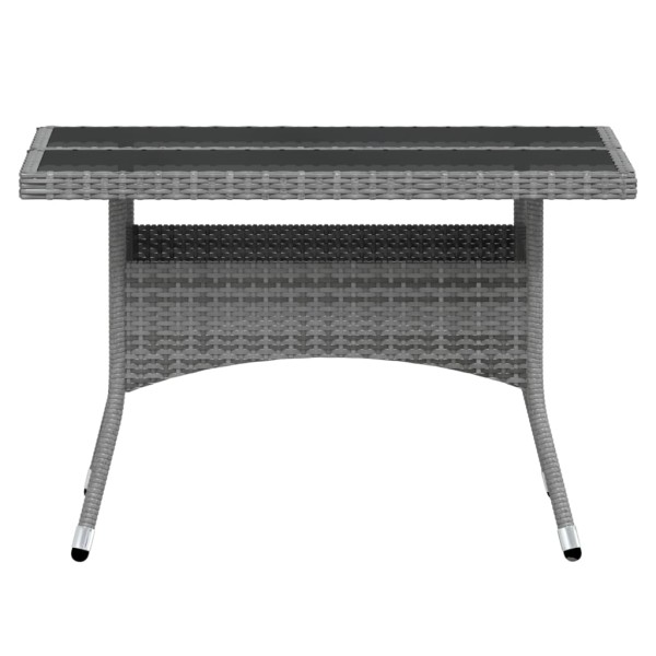 Set comedor jardín 5 pzas ratán sintético vidrio templado gris