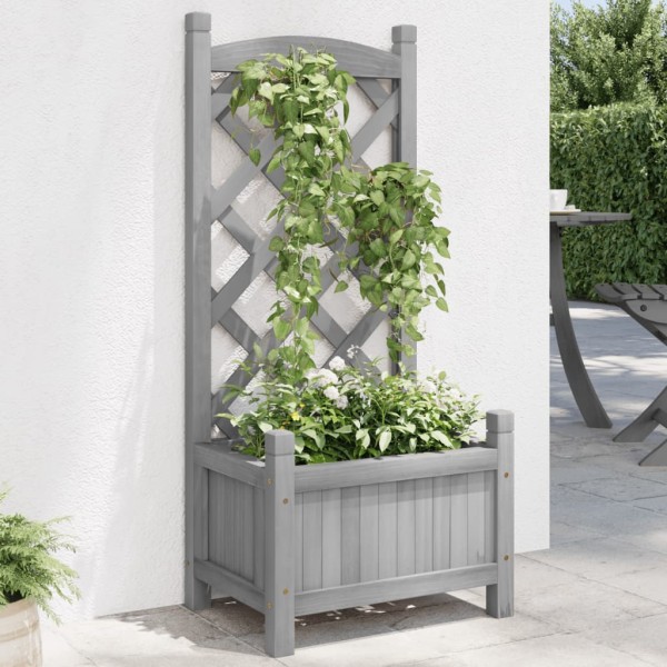 Jardinera con enrejado madera maciza de abeto gris