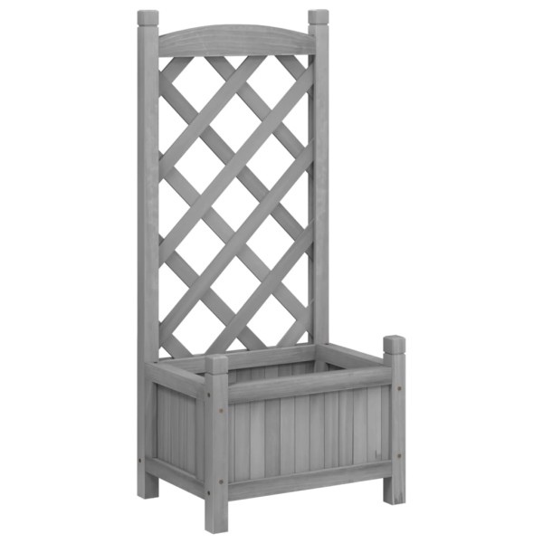 Jardinera con enrejado madera maciza de abeto gris