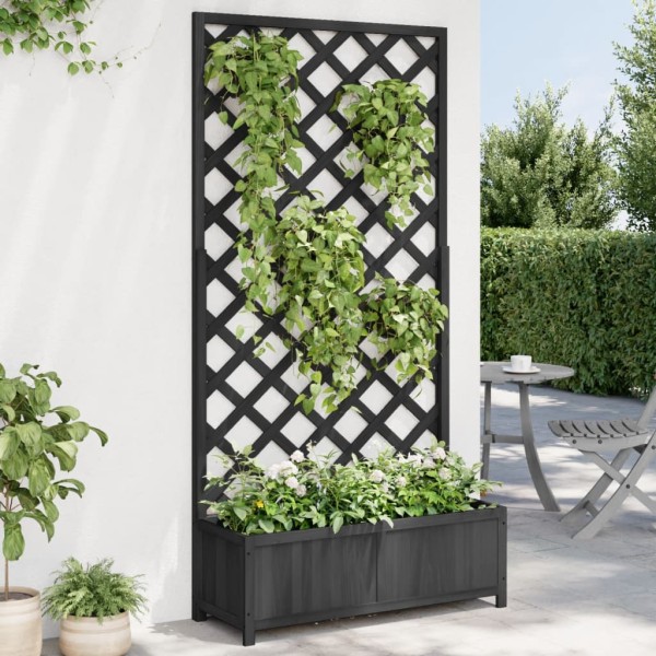 Jardinera con enrejado madera maciza de abeto negro