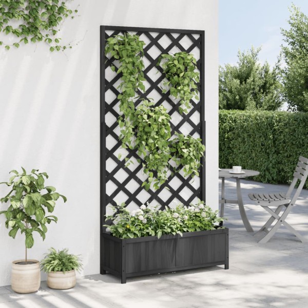 Jardinera con enrejado madera maciza de abeto negro