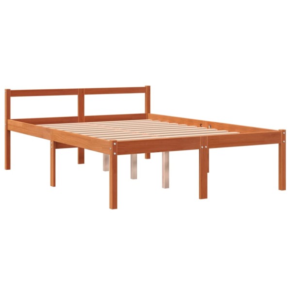 Cama para mayores madera maciza de pino marrón cera 135x190 cm