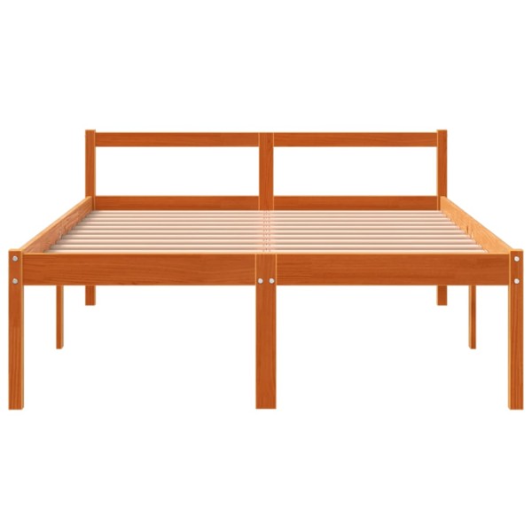 Cama para mayores madera maciza de pino marrón cera 135x190 cm