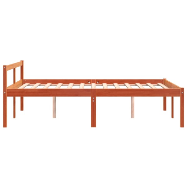 Cama para mayores madera maciza de pino marrón cera 135x190 cm