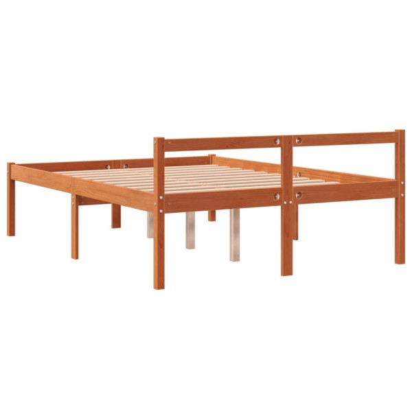 Cama para mayores madera maciza de pino marrón cera 135x190 cm