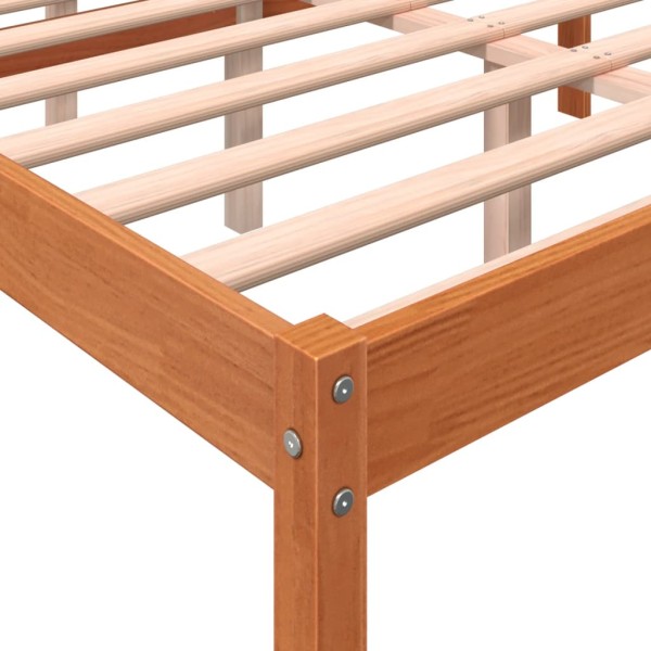 Cama para mayores madera maciza de pino marrón cera 135x190 cm