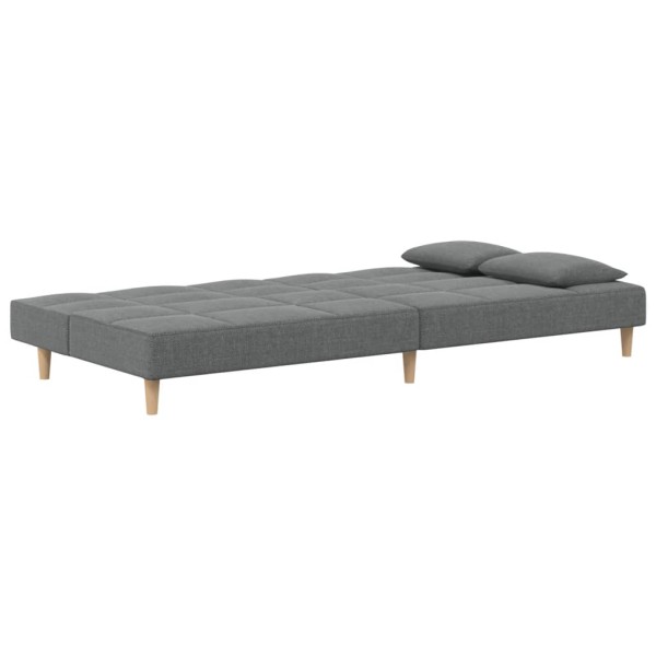 Sofá cama de 2 plazas con dos almohadas tela gris oscuro