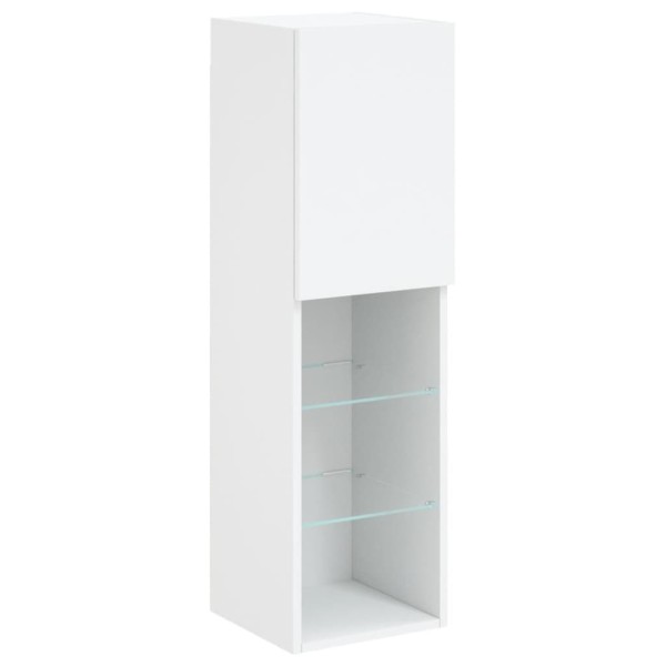 Mueble de pared de TV con luces LED 7 piezas blanco