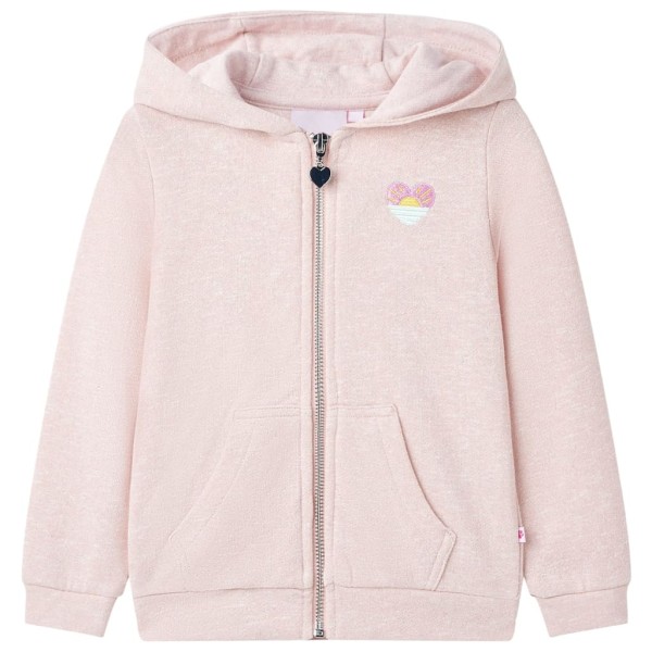 Sudadera de niños con capucha y cremallera rosa claro mezcla 140