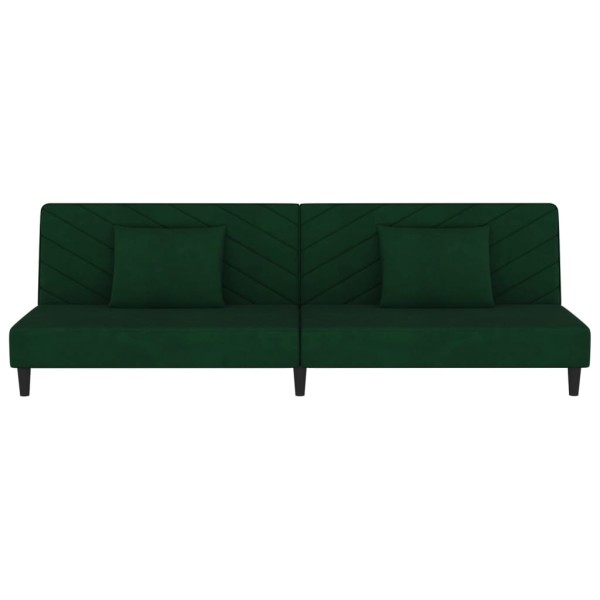 Sofá cama de 2 plazas con dos almohadas terciopelo verde oscuro