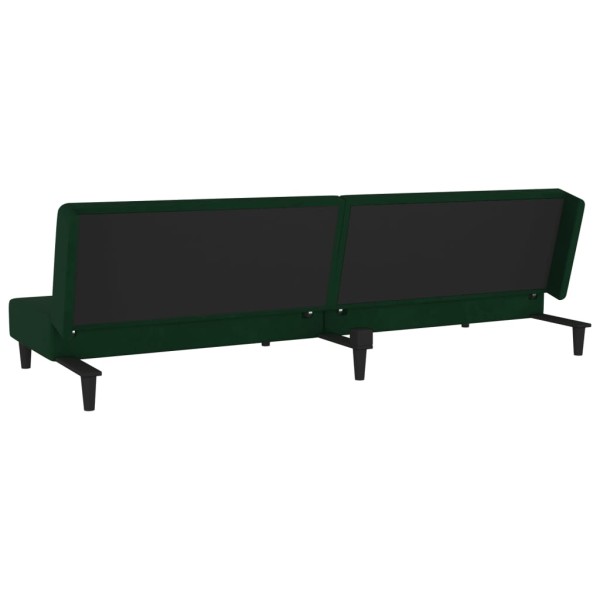 Sofá cama de 2 plazas con dos almohadas terciopelo verde oscuro