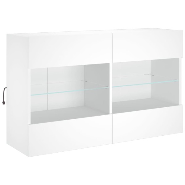 Mueble de TV de pared con luces LED blanco 98,5x30x60,5 cm