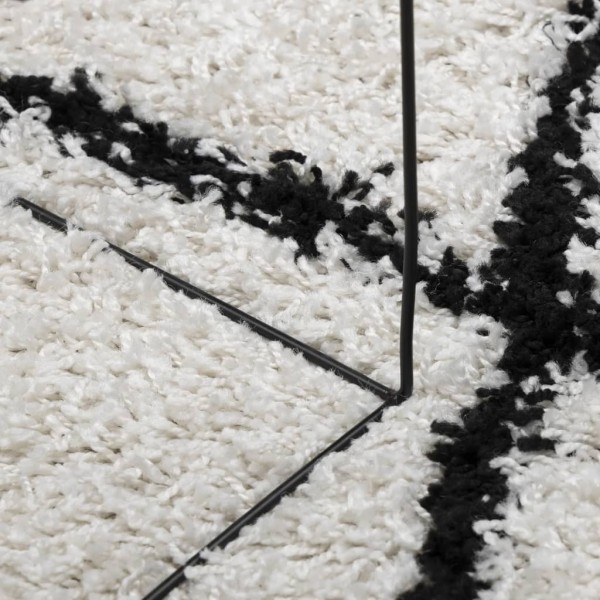 Alfombra de pelo largo moderna crema y negro Ø 200 cm