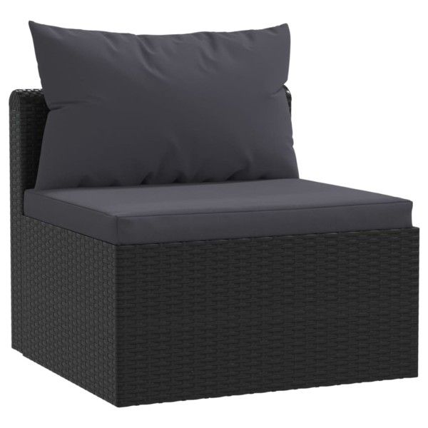 Set muebles de jardín 5 piezas y cojines ratán sintético negro