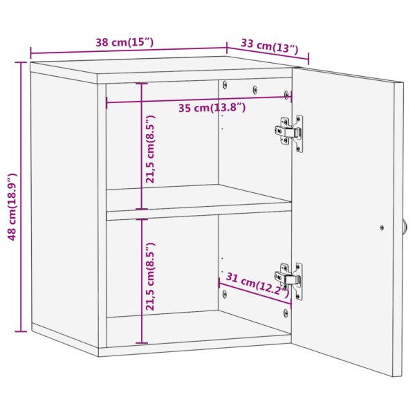 Armario de baño de pared madera maciza de acacia 38x33x48 cm