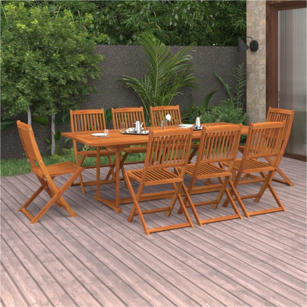 Set de comedor para jardín 9 piezas madera maciza de acacia