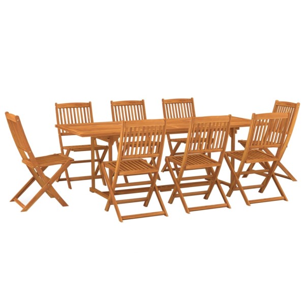 Set de comedor para jardín 9 piezas madera maciza de acacia