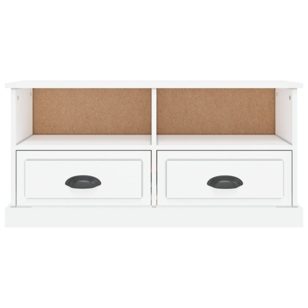 Mueble de TV madera contrachapada blanco brillo 93x35,5x45 cm