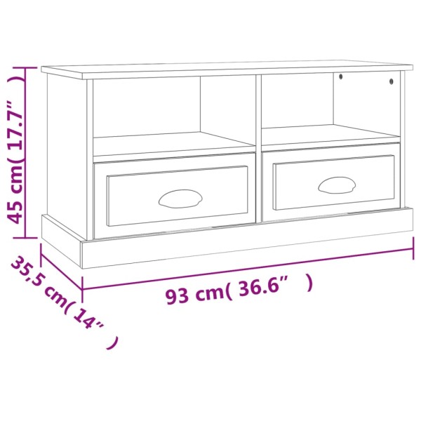 Mueble de TV madera contrachapada blanco brillo 93x35,5x45 cm