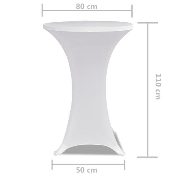 2 Manteles blancos ajustados para mesa de pie - 80 cm diámetro