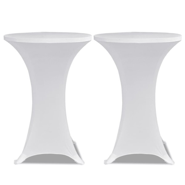 Mantel cubierta elástica de mesa alta Ø 60 cm Blanco 2 unidades