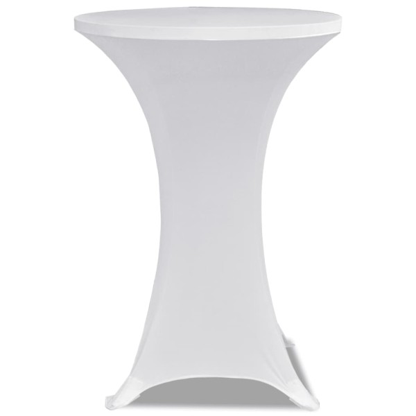 Mantel cubierta elástica de mesa alta Ø 60 cm Blanco 2 unidades