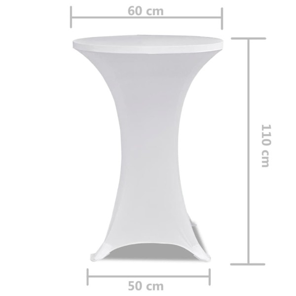 Mantel cubierta elástica de mesa alta Ø 60 cm Blanco 2 unidades