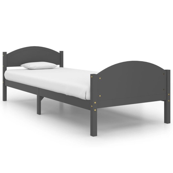 Estructura de cama madera maciza de pino gris oscuro 100x200 cm