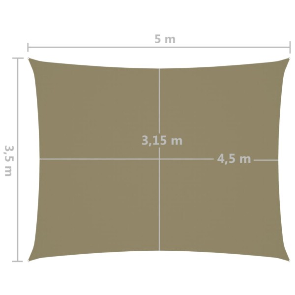 Toldo de vela rectangular tela Oxford beige 3,5x5 m