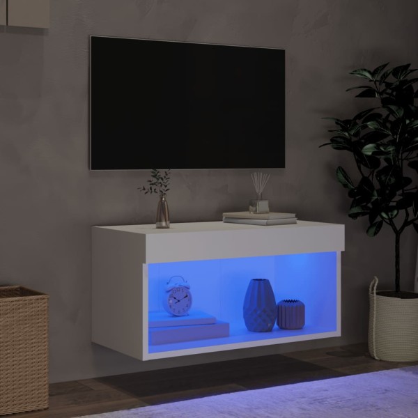 Mueble para TV con luces LED blanco 60x30x30 cm