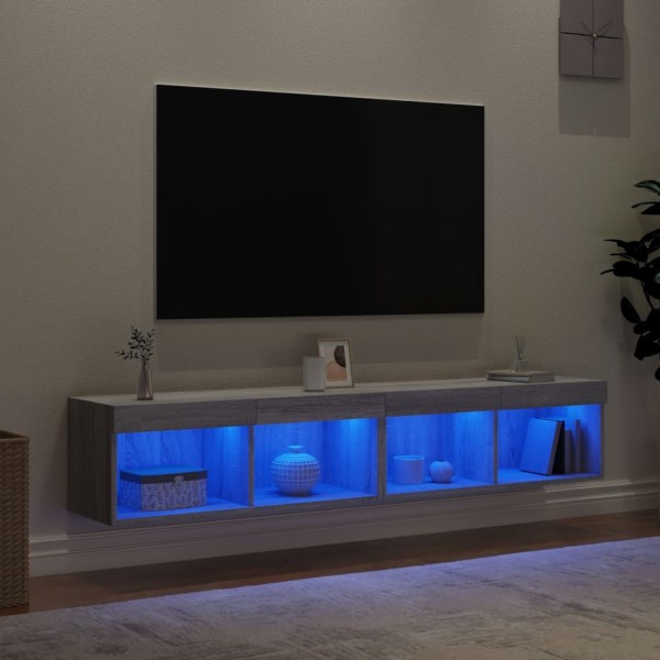 Mueble de TV con luces LED gris Sonoma 80x30x30 cm