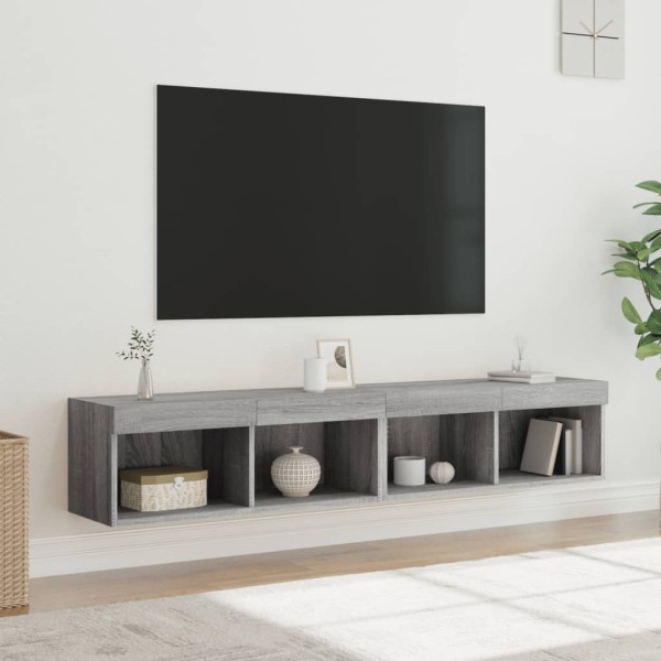 Mueble de TV con luces LED gris Sonoma 80x30x30 cm