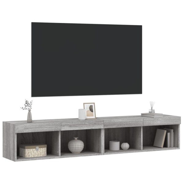 Mueble de TV con luces LED gris Sonoma 80x30x30 cm