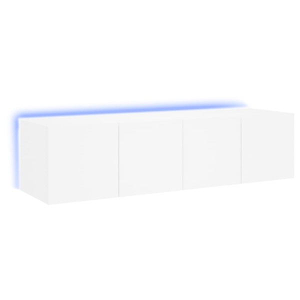 Muebles de TV de pared con luces LED 2 uds blanco 60x35x31 cm