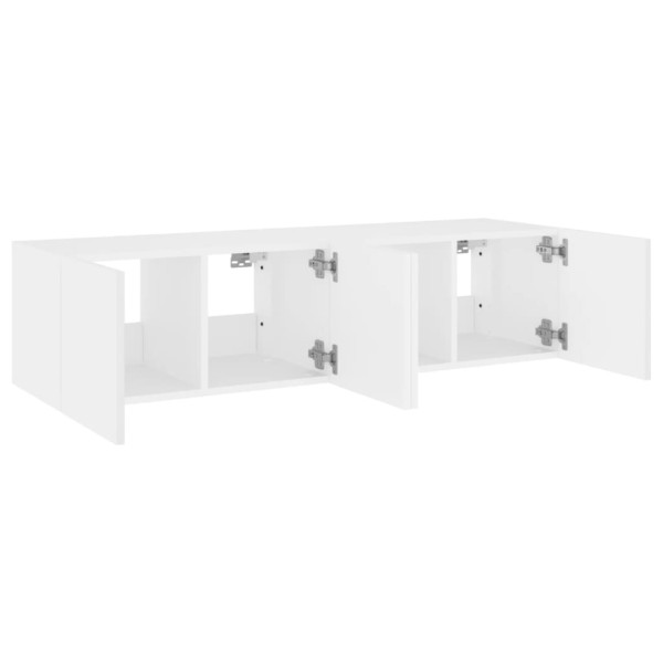 Muebles de TV de pared con luces LED 2 uds blanco 60x35x31 cm