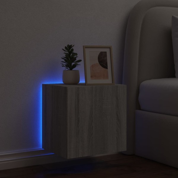 Mueble de TV de pared con luces LED gris Sonoma 40,5x35x40 cm